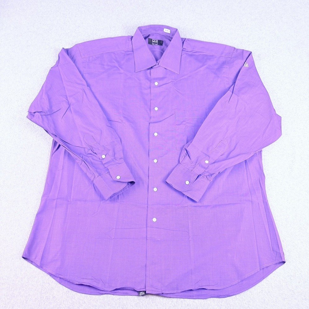 Vintage IKE Behar USA Purple Cotton Dress Shirt Mens 17 34 Long Sleeve